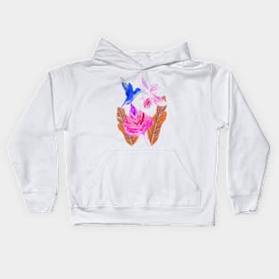 Hummingbird and botanic Kids Hoodie